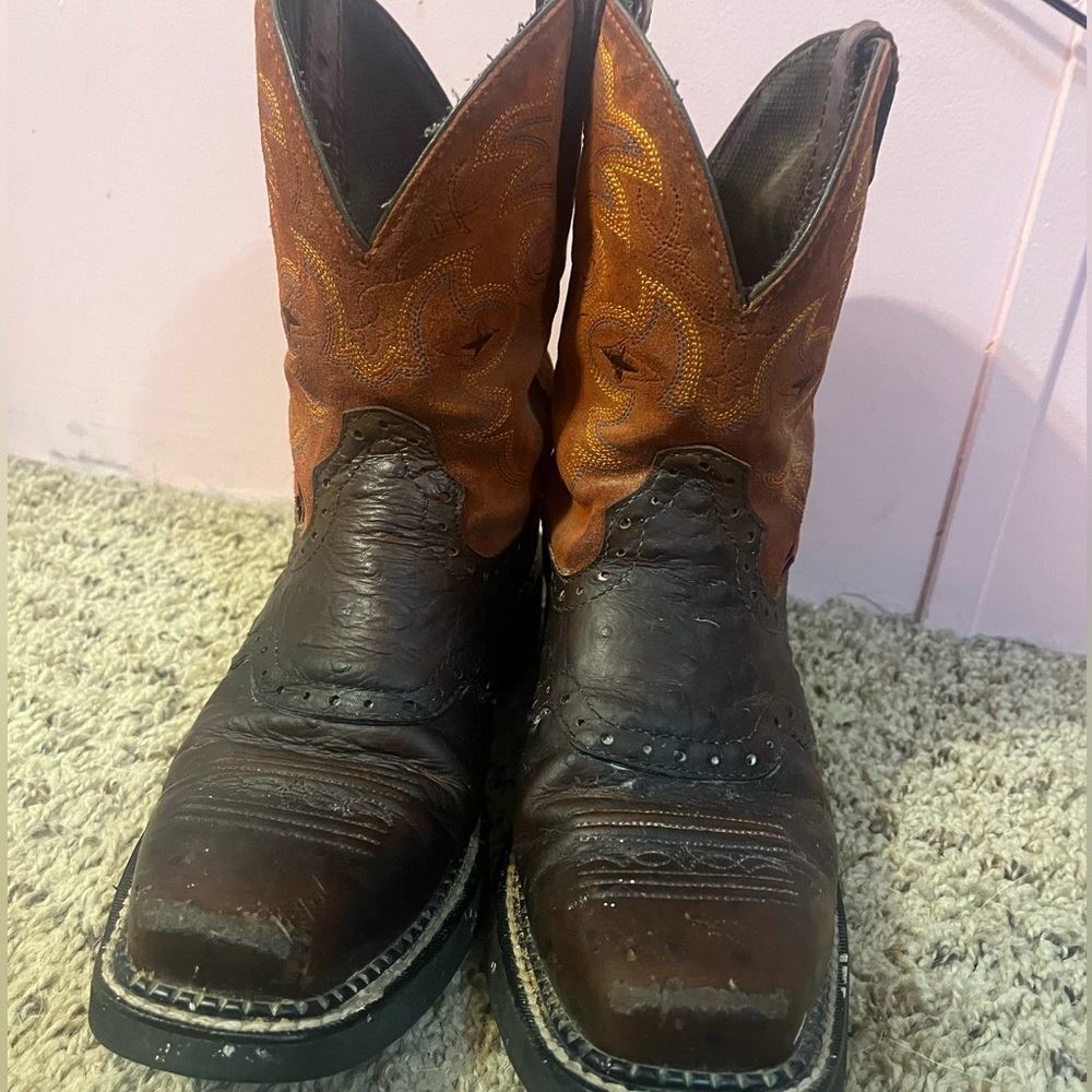 Orange Justin work boots
